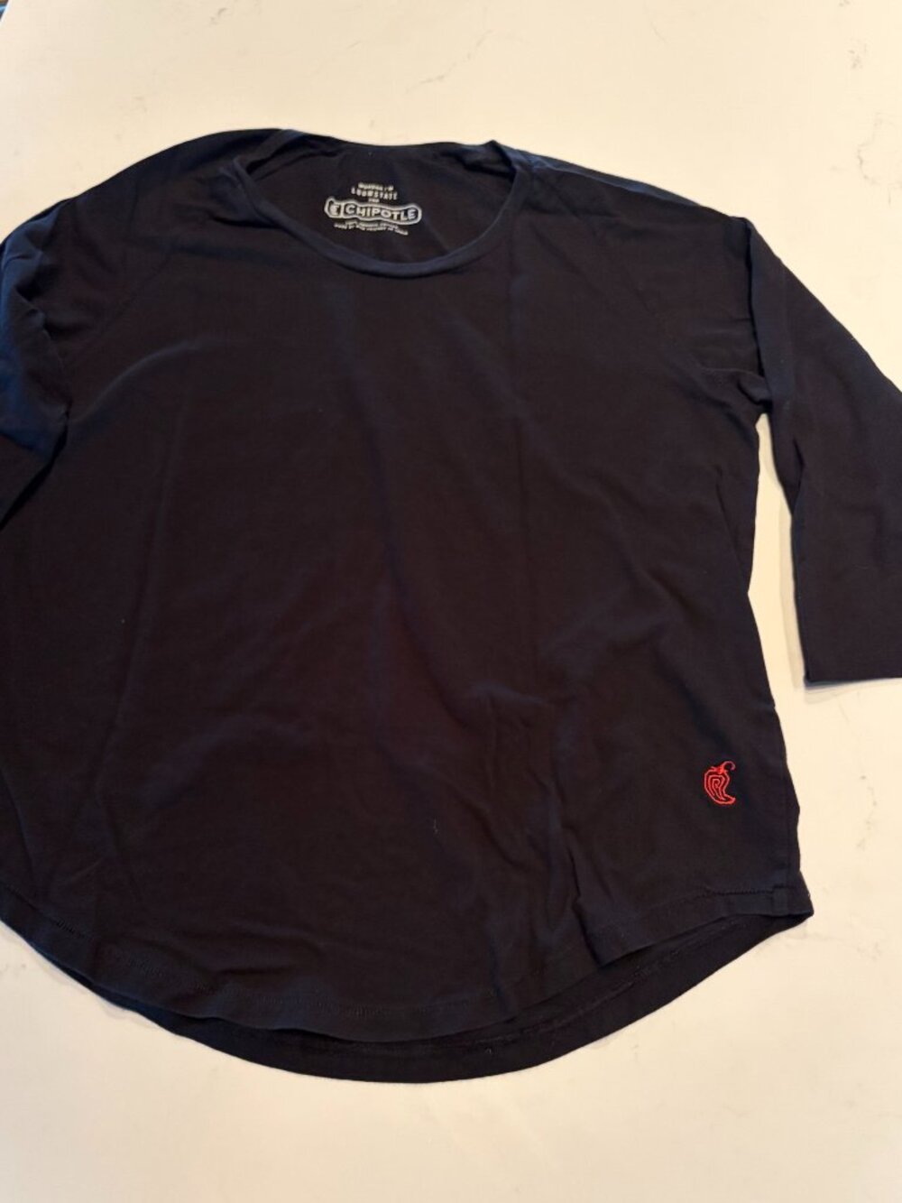 Loomstate for Chipotle Women M Organic Cotton 3/4 Sleeve Tee Black